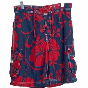 SAND & SUN Men’s Red & Blue Swim Trunks XS